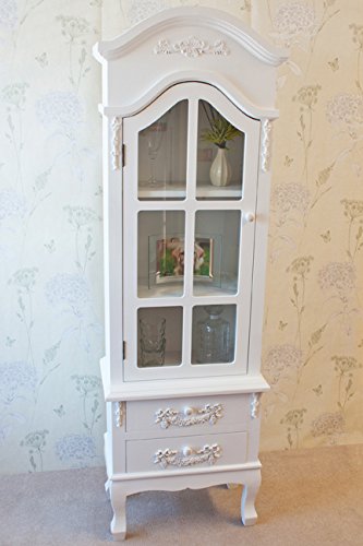 Beautiful Vintage Style Casamore Limoges Tall Display Cabinet With Casing Sways White Finish Shabbychic London Co Uk