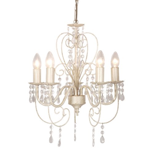 Distressed White Shabby Chic 5 Way Smd Led Ceiling Light Chandelier