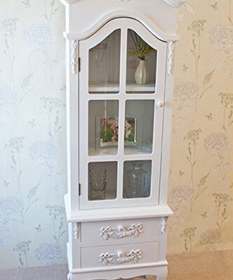 Stunning Casamore White Limoges Antique Style Glass Door Display Cabinet - FREE DELIVERY Stunning Casamore White Limoges Antique Style Glass Door Display Cabinet &#8211; FREE DELIVERY Beautiful Vintage Style Casamore Limoges Tall Display Cabinet with Casing Sways White Finish 0 333x400