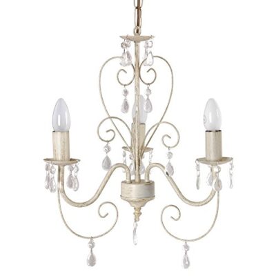 Ornate Vintage Style Shabby Chic 3 Way Ceiling Light Chandelier With Beautiful Acrylic Jewels