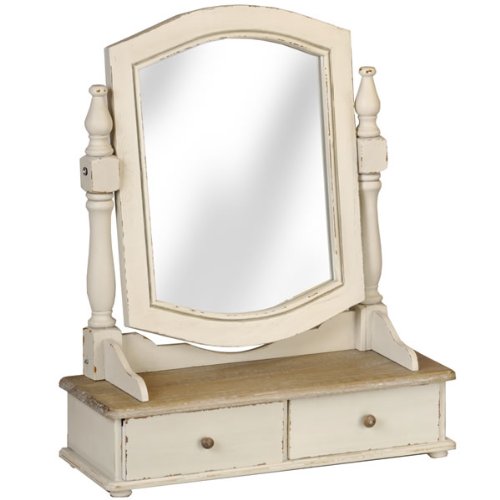 DISTRESSED CREAM DRESSING TABLE MIRROR RUSTIC STYLE SHABBY CHIC
