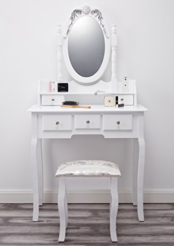 Capri Grey Dressing Table, Stool & Mirror Set - Laura James