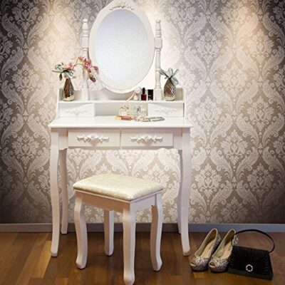 Capri Grey Dressing Table, Stool & Mirror Set - Laura James