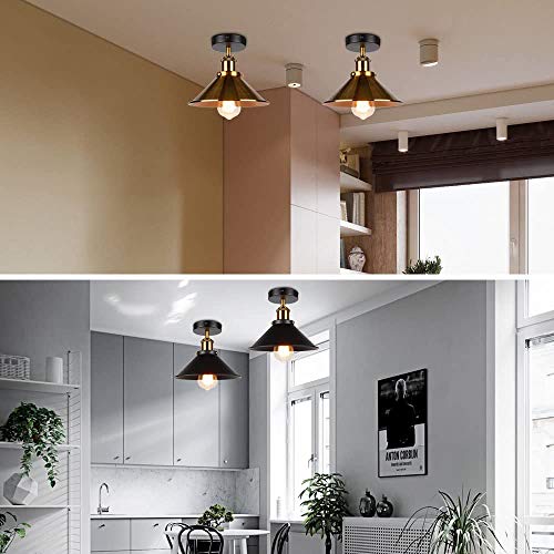 ASCELINA Vintage Retro Ceiling Lights for Living Room Loft Industrial Decor Luminaire Led Ceiling Lamp Metal Kitchen Fixtures Gold 2Pack