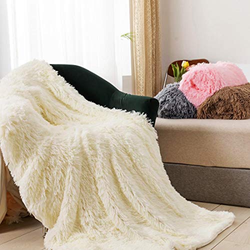 Blanket Throw Super Soft Luxury Fluffy Lush Fleece Off white Throw Blanket  Soft Warm Throw Over Sofa Bed Travel Bedspread Blanket Polycotton Fabric  (Off white, King(200x240cm))