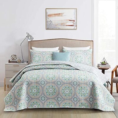 chixin bedspread double 220x240 cm - boho floral quilted bedspread coverlet bed throw for bedroom decor (skyblue/wheat/white) CHIXIN Bedspread Double 220&#215;240 CM &#8211; Boho Floral Quilted Bedspread Coverlet Bed Throw for Bedroom Decor (Skyblue/Wheat/White) CHIXIN Bedspread Double 220x240 CM Boho Floral Quilted Bedspread Coverlet Bed Throw for Bedroom Decor SkyblueWheatWhite 0 400x400