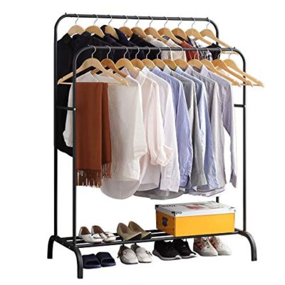 gissar clothing double-rail garment rack with shelves, metal hang dry clothing rail for hanging clothes,with top rod organizer shirt and lower storage shelf for boxes shoes boots, black GISSAR Clothing Double-Rail Garment Rack with Shelves, Metal Hang Dry Clothing Rail for Hanging Clothes,with Top Rod Organizer Shirt and Lower Storage Shelf for Boxes Shoes Boots, Black GISSAR Clothing Double Rail Garment Rack with Shelves Metal Hang Dry Clothing Rail for Hanging Clotheswith Top Rod Organizer Shirt and Lower Storage Shelf for Boxes Shoes Boots Black 0 400x400