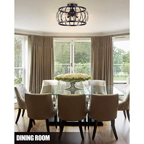Ganeed Semi Flush Mount Ceiling Light Industrial Metal Cage