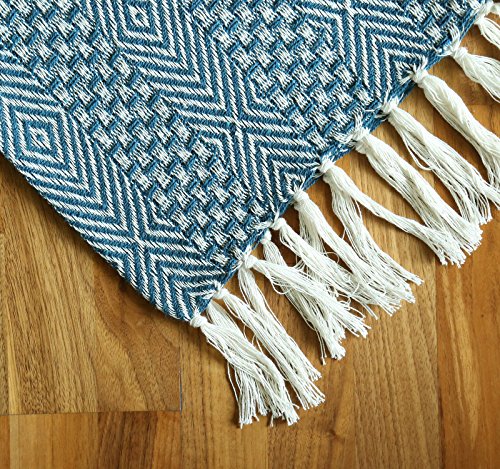 Handmade Indian Super Soft Warm Throw Blankets for Sofa and Bed 152x127 Cm Teal Blue Color Decorative Picnic Throws for Unisex and Others