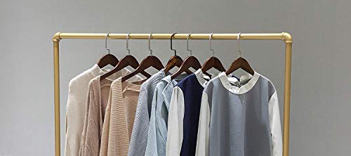 QL SHELF Industrial Pipe Tidy Rails Rack 63in Clothing Garment Racks Clothing Hanger Display Rack Vintage Commercial Rolling Rack on Wheels Metal Ballet Dress Racks Gold